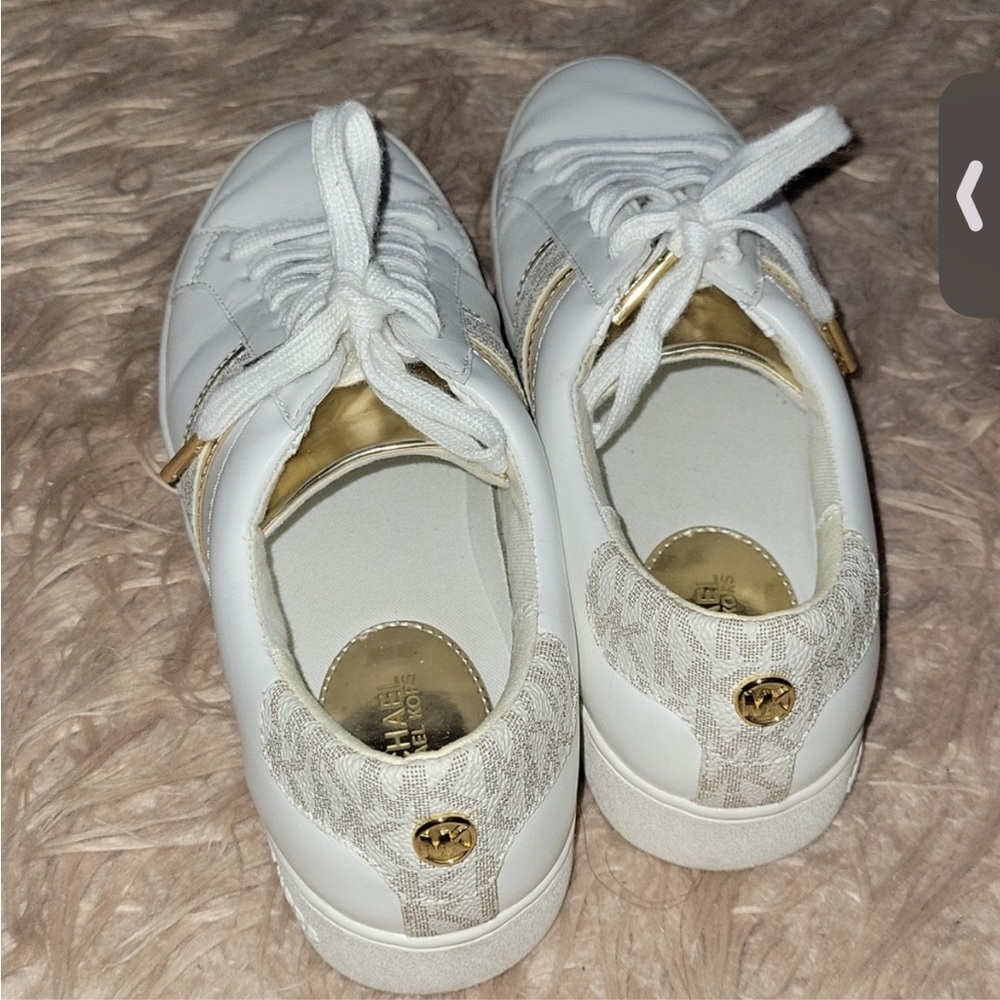 Michael Kors White and Gold Sneakers - Picture 2 of 7